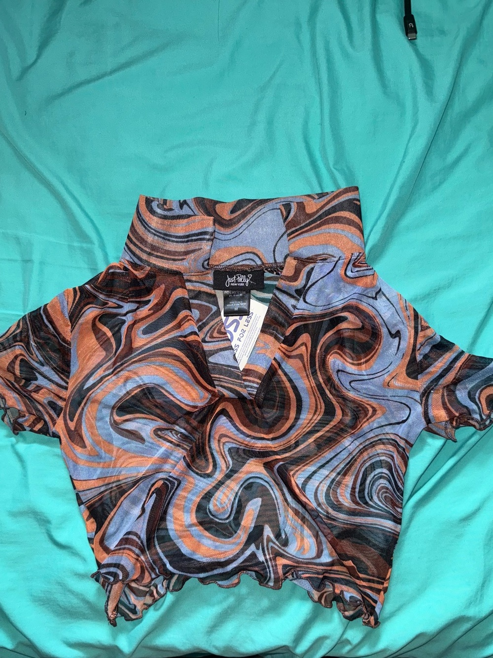 Retro Swirl Crop Top - Blue & Orange